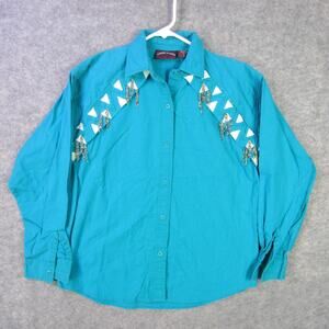 Gordon & James Shirt Mens Medium Beaded Southwest Western Long Sleeve Button